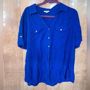 Roz and Ali blue v-neck blouse size 1X